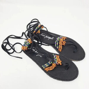 New Free People Black Rope Gladiator Tie Sandals 37